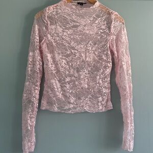 Elegant Pink Lace Sequin Women's Top